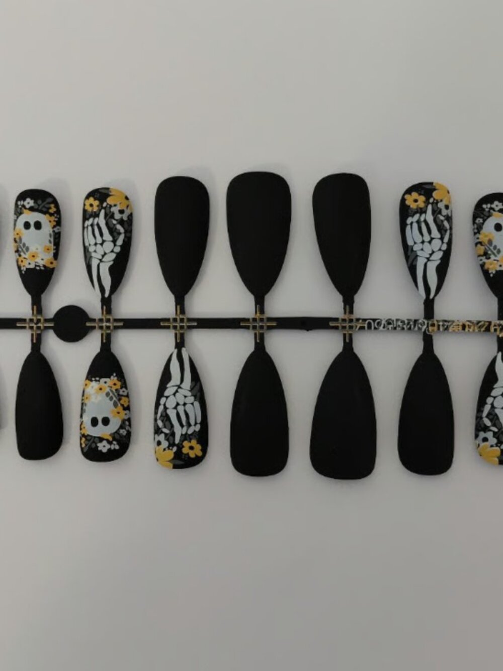 Halloween Black Skeleton Skull Press On Nails